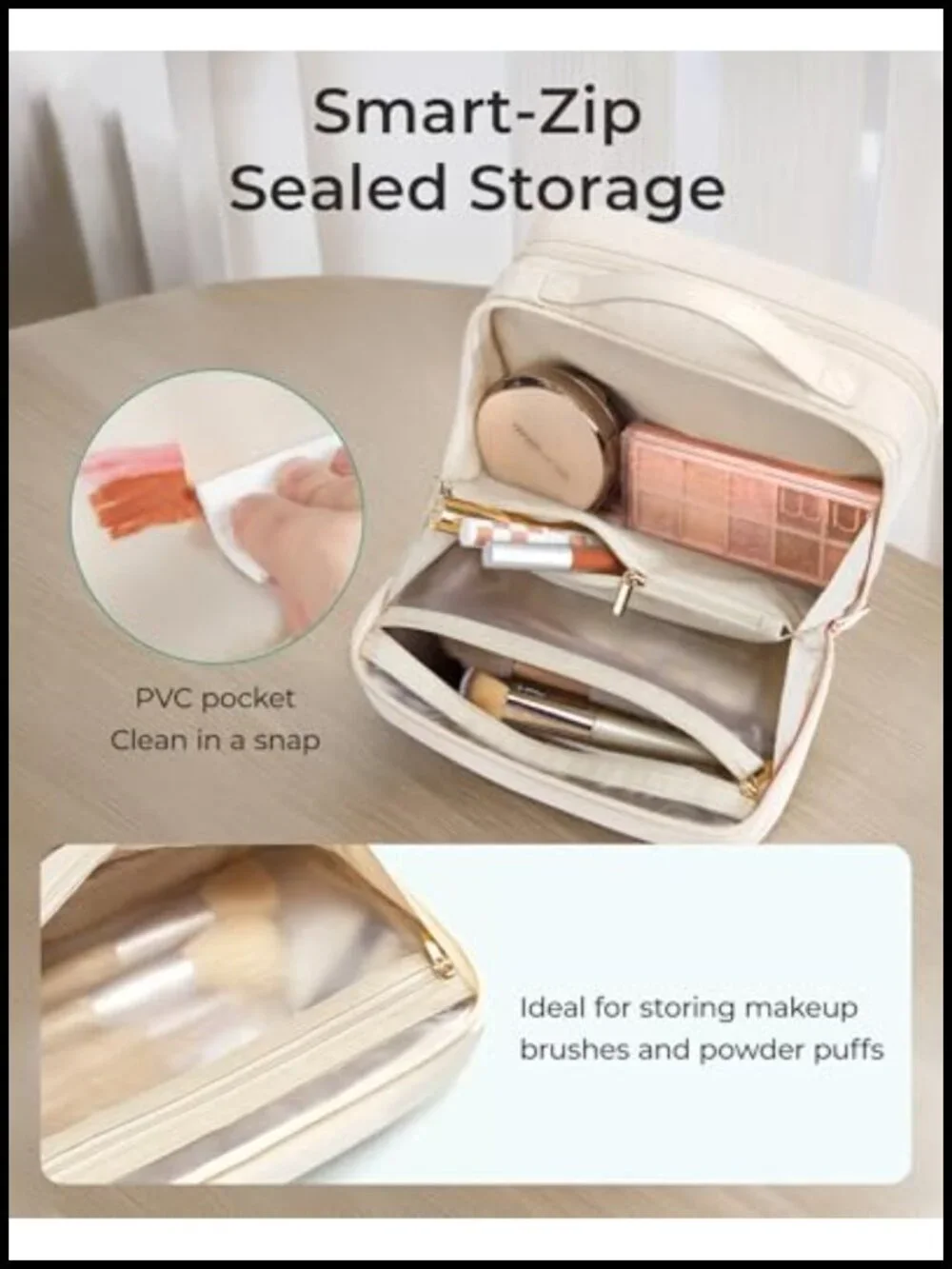 Large Capacity Travel Makeup Bag Cosmetic Organizer with Multiple Compartments